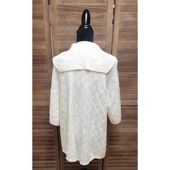 Avenue Womens Chevron-Stitch Cowlneck Ivory 3/4 Sleeve Sweater Plus Size 18/20 - Picture 6 of 7